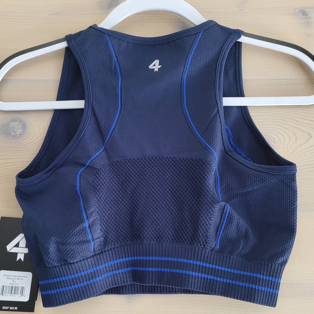 NWT FourLaps Breathe Seamless Sports Bra Midnight/Azure Blue size M/L - Picture 2 of 4